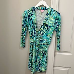 Lilly Pulitzer Karlie Wrap Romper Dress. XS. Bright Navy Party Like. *like new*